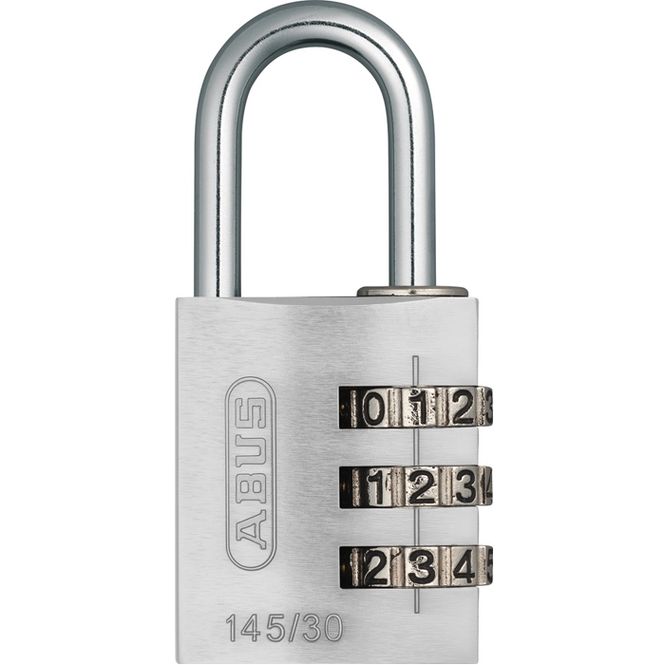 Hovedbilde Kodehengelås 145/30 m/3 kodehjul sølv aluminium