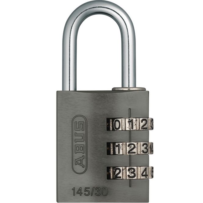 Hovedbilde Kodehengelås 145/30 m/3 kodehjul titanium
