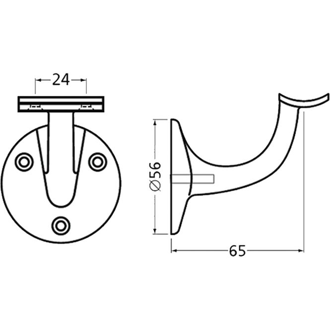 Hovedbilde Gelenderholder feste 3500-02 (buet festeflate) aluminium ...