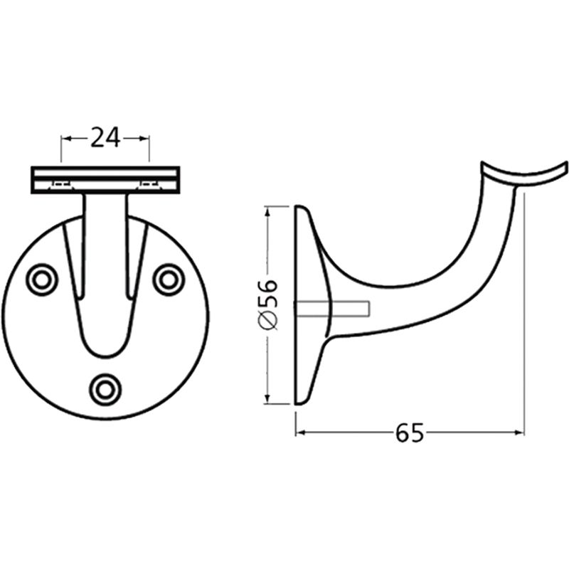 Gelenderholder feste 3500-02 (buet festeflate) aluminium nysølv