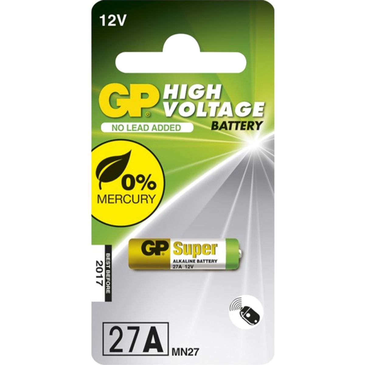 Batteri GP 27A (27AF/MN27) Super+alkaline 3,0V 1 stk
